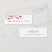 Carte De Visite Mini Délicat Branche botanique Fleurs roses aquarelle (Devant / Derrière)