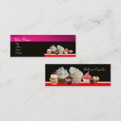 Carte De Visite Mini DÉLICIEUX CUPCAKES DESERT SHOP, violet rose violet (Devant / Derrière)