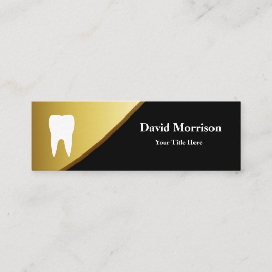 Carte De Visite Mini Dentiste moderne Gold & Grey Dental Assistant dent (Devant)