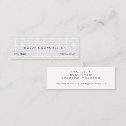 Carte De Visite Mini Des échelles de justice blanches et blanches (Devant / Derrière)