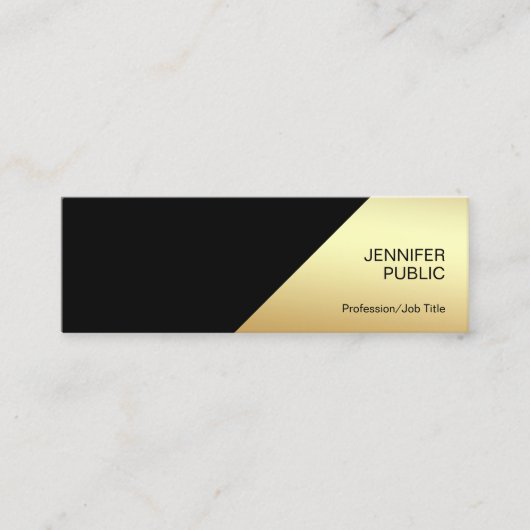 Carte De Visite Mini Design Black Gold Moderne Professionnel Chic Simpl (Devant)