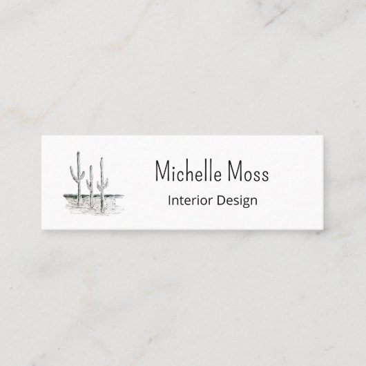 Carte De Visite Mini Design d'intérieur de code QR Cactus simple (Devant)