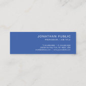 Carte De Visite Mini Design élégant Blue Sleek Design tendance Plain Lu (Dos)