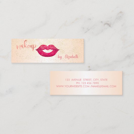 Carte De Visite Mini Design élégant, Confetti, Lèvres (Devant / Derrière)