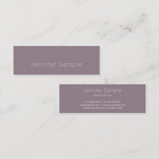Carte De Visite Mini Design élégant Design simple Moderne Plaine Luxe t (Devant / Derrière)