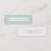 Carte De Visite Mini Design élégant Mint moderne et Motif blanc (Devant / Derrière)