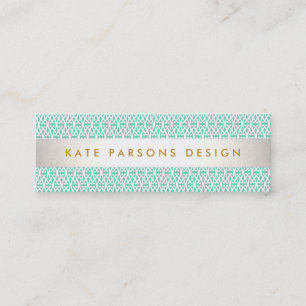 Carte De Visite Mini Design élégant Mint moderne et Motif blanc