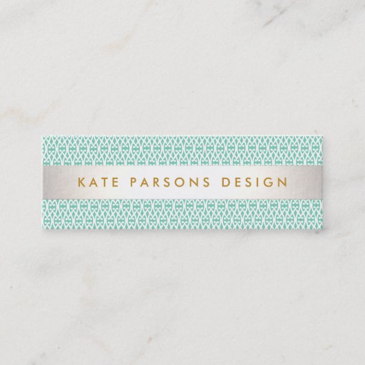 Carte De Visite Mini Design élégant Mint moderne et Motif blanc (Devant)