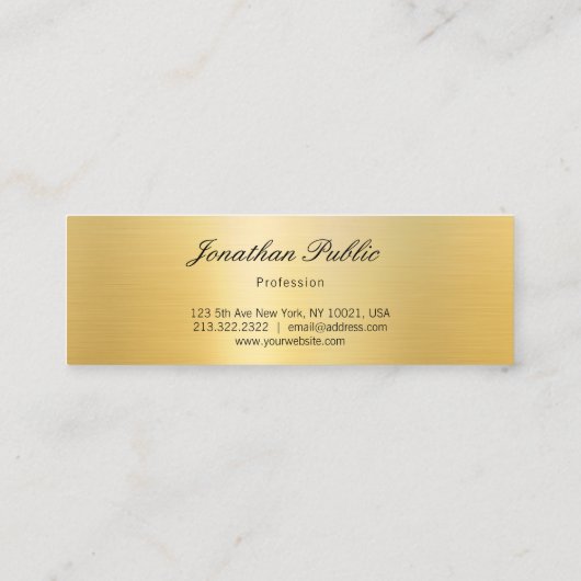 Carte De Visite Mini Design Elégant Or Look Calligraphie Script tendanc (Dos)