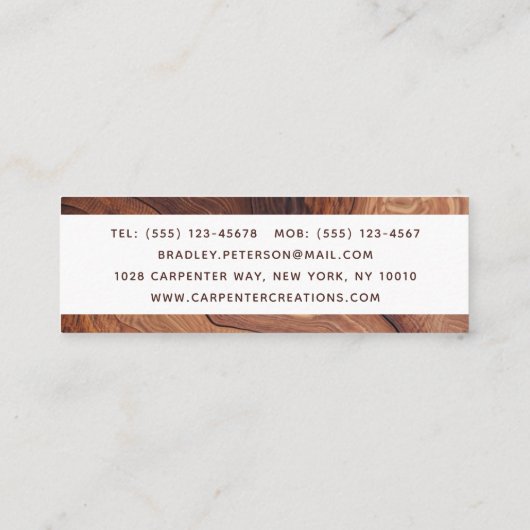 Carte De Visite Mini Design Moderne Construction de menuiserie En Bois (Dos)