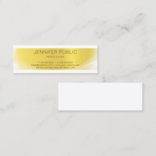 Carte De Visite Mini Design moderne créatif design élégant Gold tendanc (Devant / Derrière)