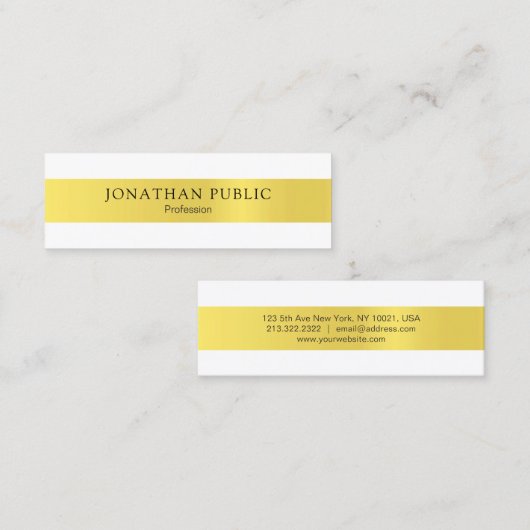 Carte De Visite Mini Design moderne élégant Or Design tendance Plaine (Devant / Derrière)