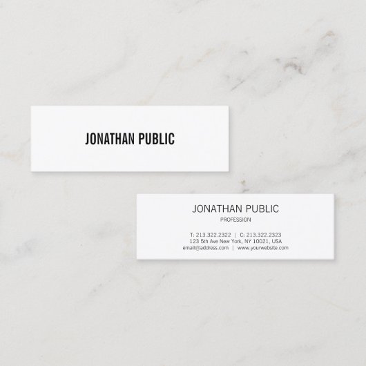 Carte De Visite Mini Design moderne Professionnel Élégant Simple Plain (Devant / Derrière)