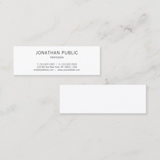 Carte De Visite Mini Design moderne professionnel Élégant Simple Plain (Devant / Derrière)