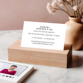 Carte De Visite Mini Design Script Monogramme Cadre photo Blanc