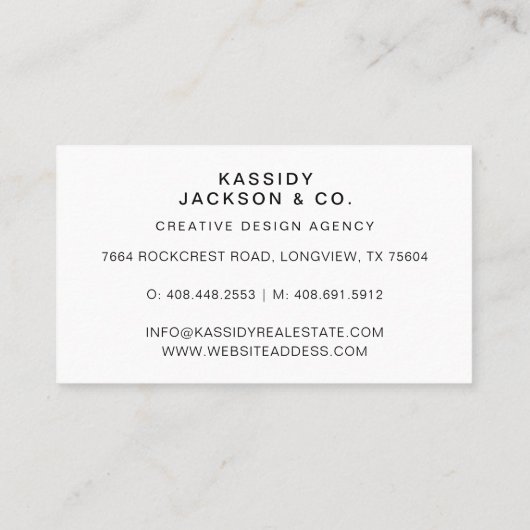 Carte De Visite Mini Design Script Monogramme Cadre photo noir (Dos)