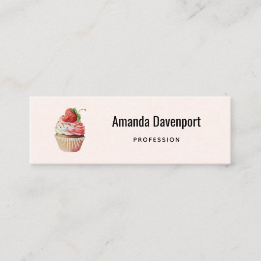 Carte De Visite Mini Dessert sucré à la fraise Cupcake (Devant)