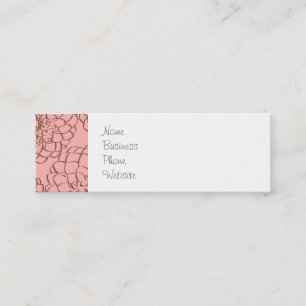 Carte De Visite Mini Dessin de croquis rose et Brown élégant de fleur