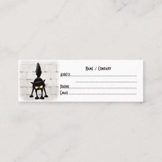 Carte De Visite Mini Dessin de Funny Fierce Black Cat (Devant)