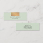 Carte De Visite Mini Dessinateur d'intérieurs d'or bleu élégant moderne (Devant / Derrière)