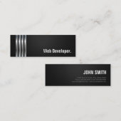 Carte De Visite Mini Développeur Web - Bandes d'argent noir (Devant / Derrière)