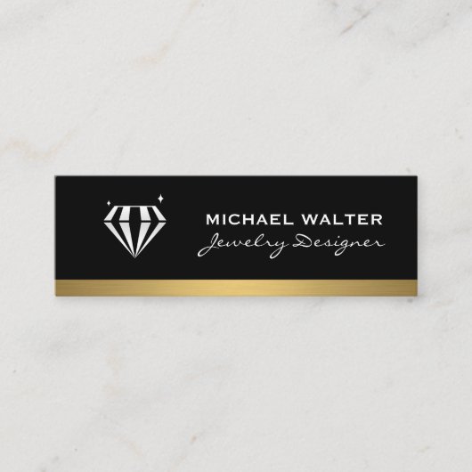 Carte De Visite Mini Diamond Professional Sleek Black Gold Trim (Devant)