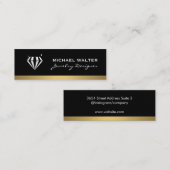 Carte De Visite Mini Diamond Professional Sleek Black Gold Trim (Devant / Derrière)