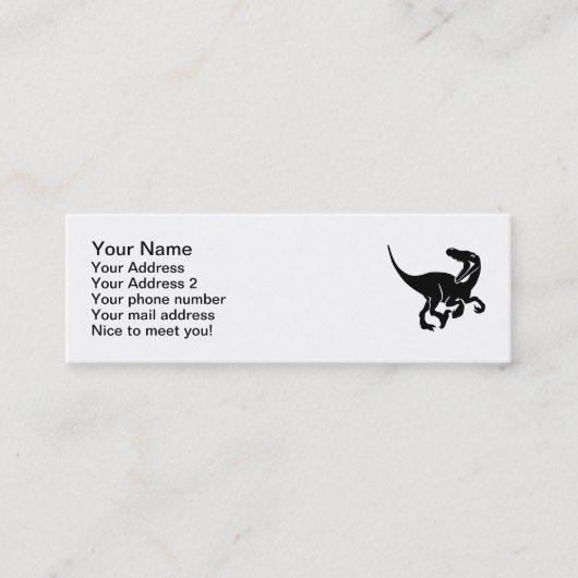 Carte De Visite Mini Dinosaure de Velociraptor (Devant)