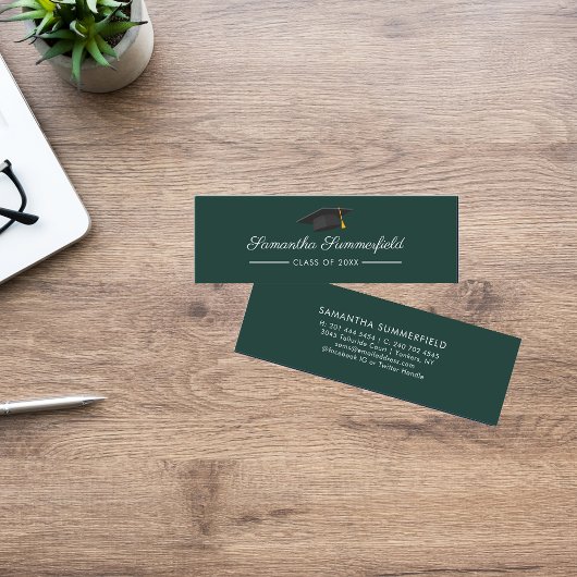 Carte De Visite Mini Diplôme 2026 Nom Écriture Moderne Carte Verte Mini