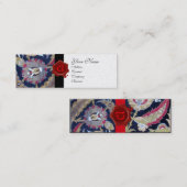 CARTE DE VISITE MINI DOMMASQUE BLEU VERT & NOIR, MONOGRAMME DE SCEAU DE (Devant / Derrière)