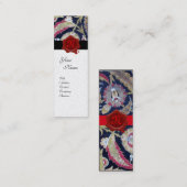 CARTE DE VISITE MINI DOMMASQUE BLEU VERT & NOIR, MONOGRAMME DE SCEAU DE (Devant / Derrière)