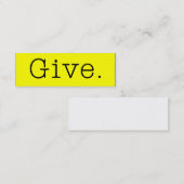 Carte De Visite Mini Donnez. Jaune citron au néon et noirs purs donnent (Devant / Derrière)