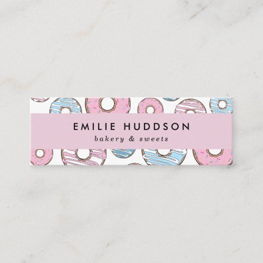 Carte De Visite Mini Donuts Roses, Donuts Bleus, Boutique De Gâteaux, B (Devant)