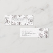 Carte De Visite Mini Doodle floral Doula blanc Entraîneur de naissance (Devant / Derrière)