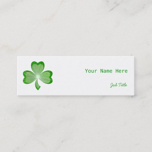 Carte De Visite Mini Dos maigre latéral blanc de vert de shamrock (Devant)