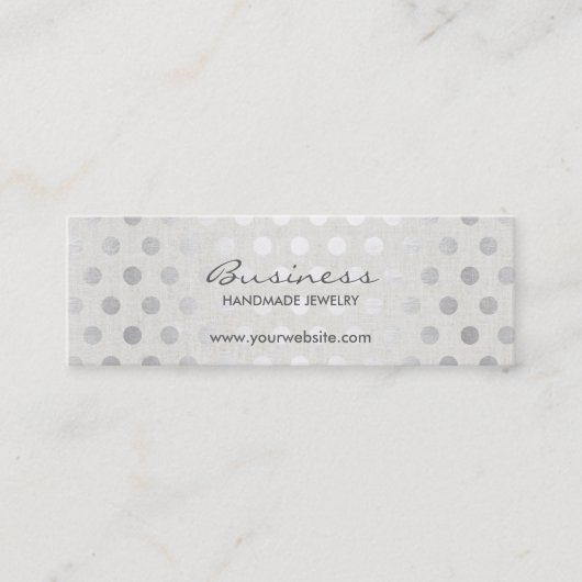 Carte De Visite Mini Dots d'argent moderne bijoux à la main de lin clas (Devant)