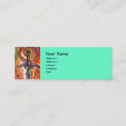 CARTE DE VISITE MINI DURENDAL, ÉPÉE ROMANTIQUE ET ANGE (Devant)