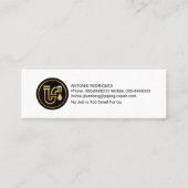 Carte De Visite Mini Eau Luminescente gouttes Gold Lines Plomberie (Dos)