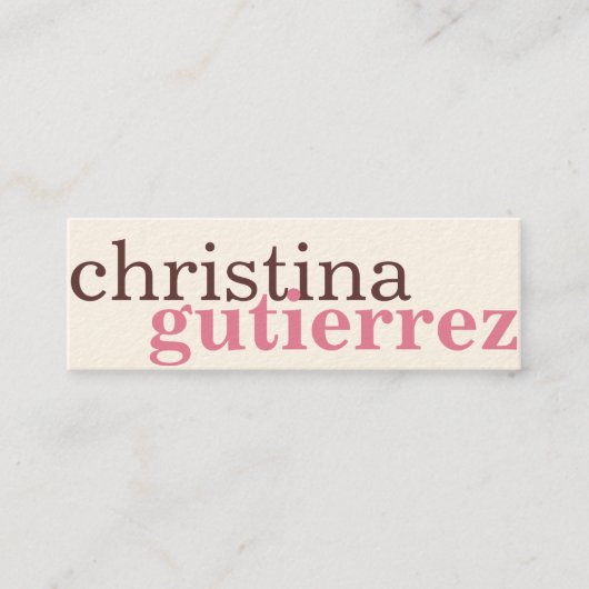 Carte De Visite Mini Échange réseau ultime typographie ecru rose (Devant)