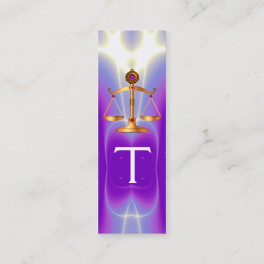 Carte De Visite Mini ÉCHELLES D'OR PROCUREUR DE DROIT MONOGRAMME Ultra  (Dos)