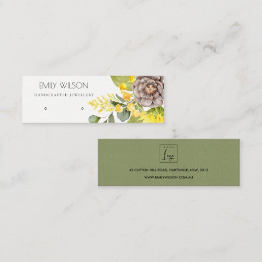 CARTE DE VISITE MINI ÉCRAN DE PINE SUNFLOWER EUCALYPTUS EARRING AFFICHE (Devant / Derrière)