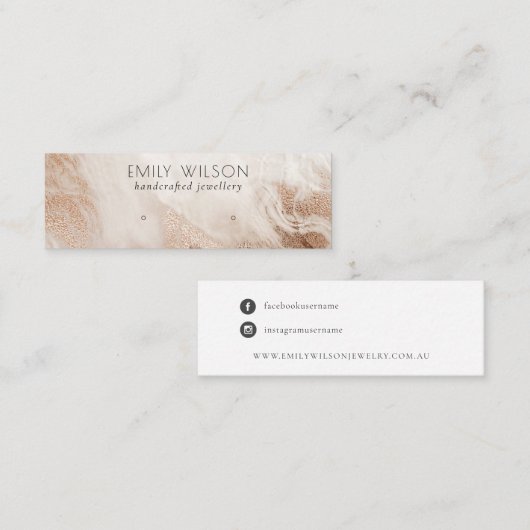 Carte De Visite Mini Écran d'oreille Abstrait Gold Agate Texture Stud (Devant / Derrière)