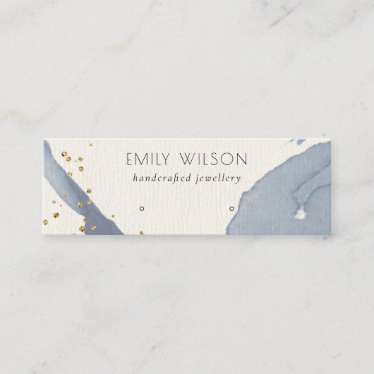 Carte De Visite Mini Écran d'oreille Abstrait Indigo Blue Gold (Devant)