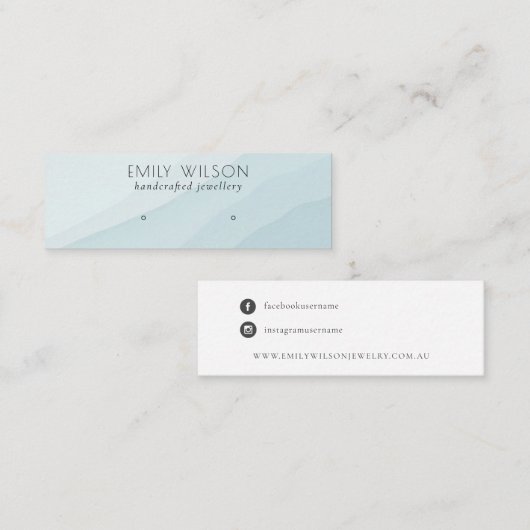 Carte De Visite Mini Écran d'oreille Abstrait Sky Blue Waves (Devant / Derrière)