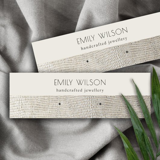 Carte De Visite Mini Écran d'oreille en cuir de perle d'argent