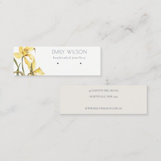 Carte De Visite Mini Écran d'oreille mignon Jaune Daffodil Floral (Devant / Derrière)