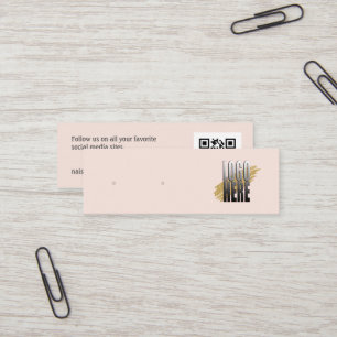 Carte De Visite Mini Écran d'oreille simple en noir de logo avec code Q