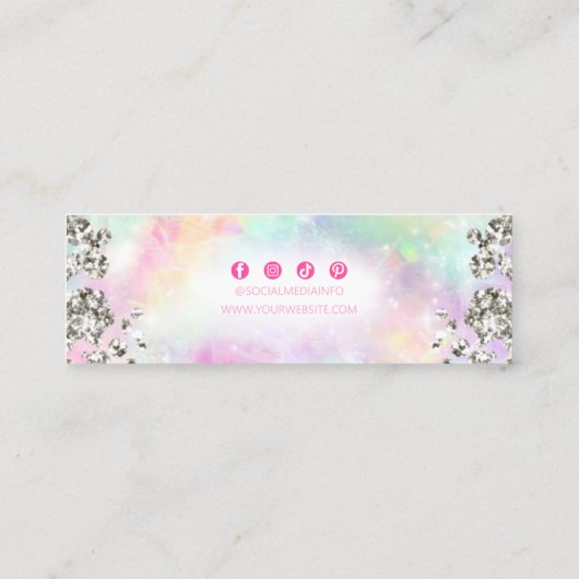 Carte De Visite Mini Écran Holographique Argent Arc-en-ciel chic (Dos)