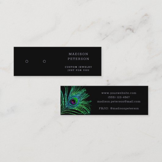 Carte De Visite Mini Écran moderne Parties scintillant en plumes Bijoux (Devant / Derrière)