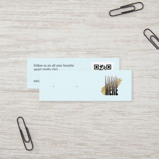 Carte De Visite Mini Écran simple d'oreille bleu logo avec code QR (Devant/Arrière en situation)